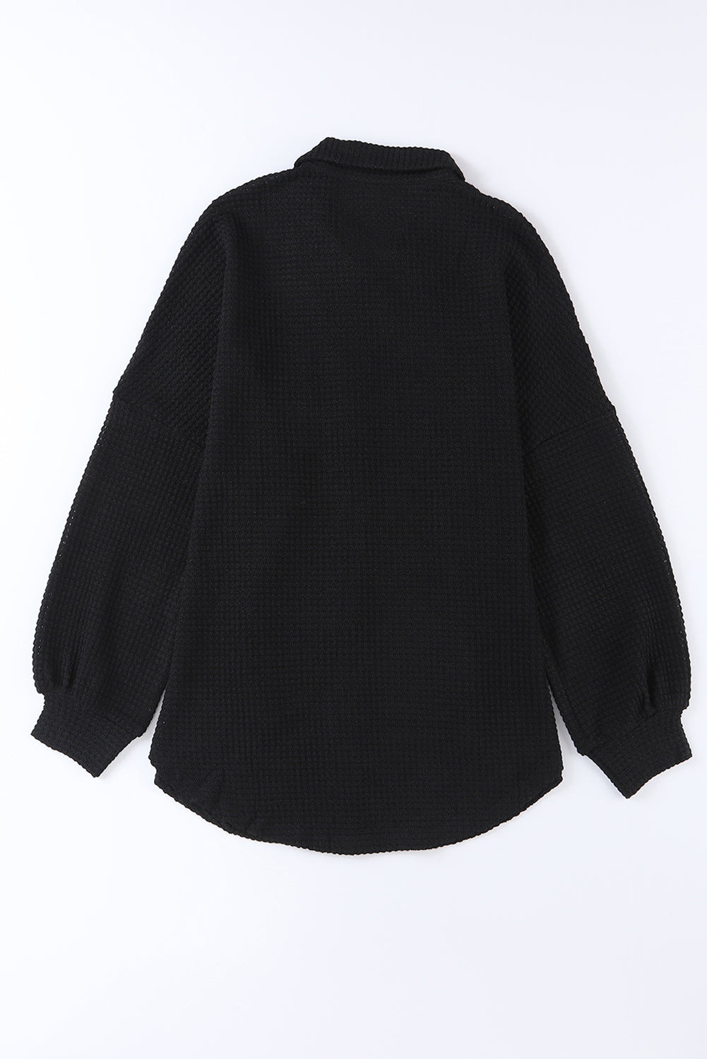 Brown Waffle Knit Button Up Casual Shirt