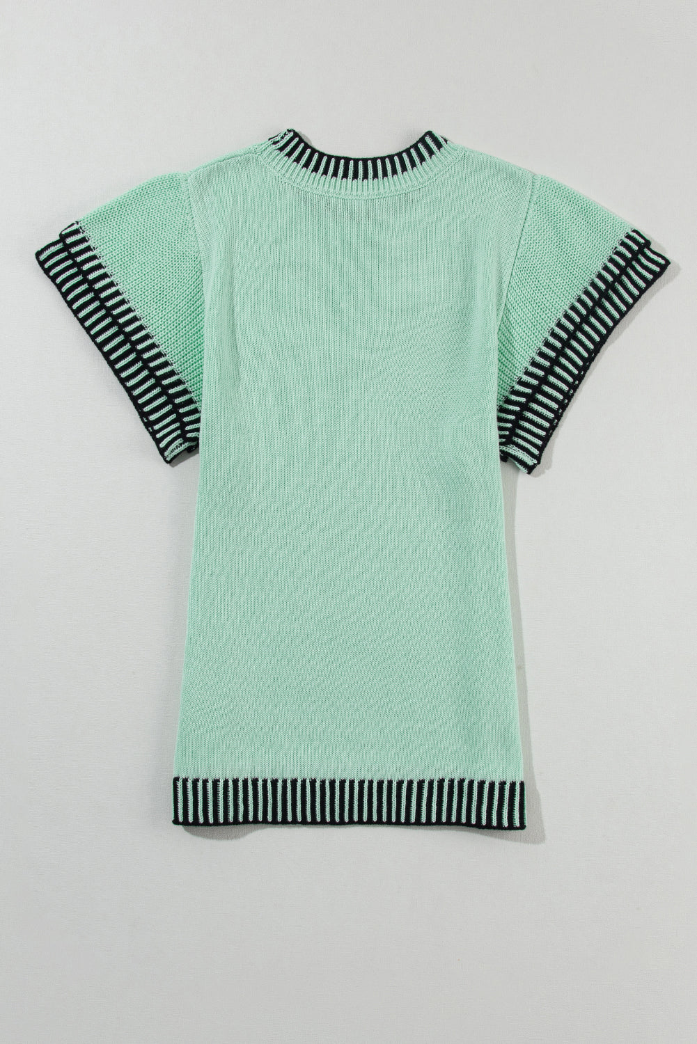 White Contrast Trim Round Neck Batwing Sleeve Knitted Top