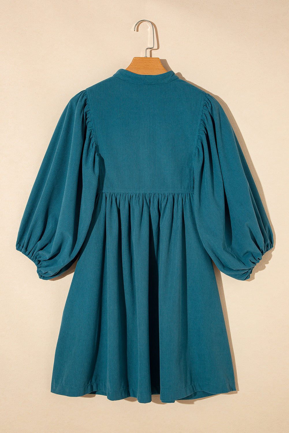 Gold Flame Corduroy Snap Buttons Empire Waist Bracelet Sleeve Dress