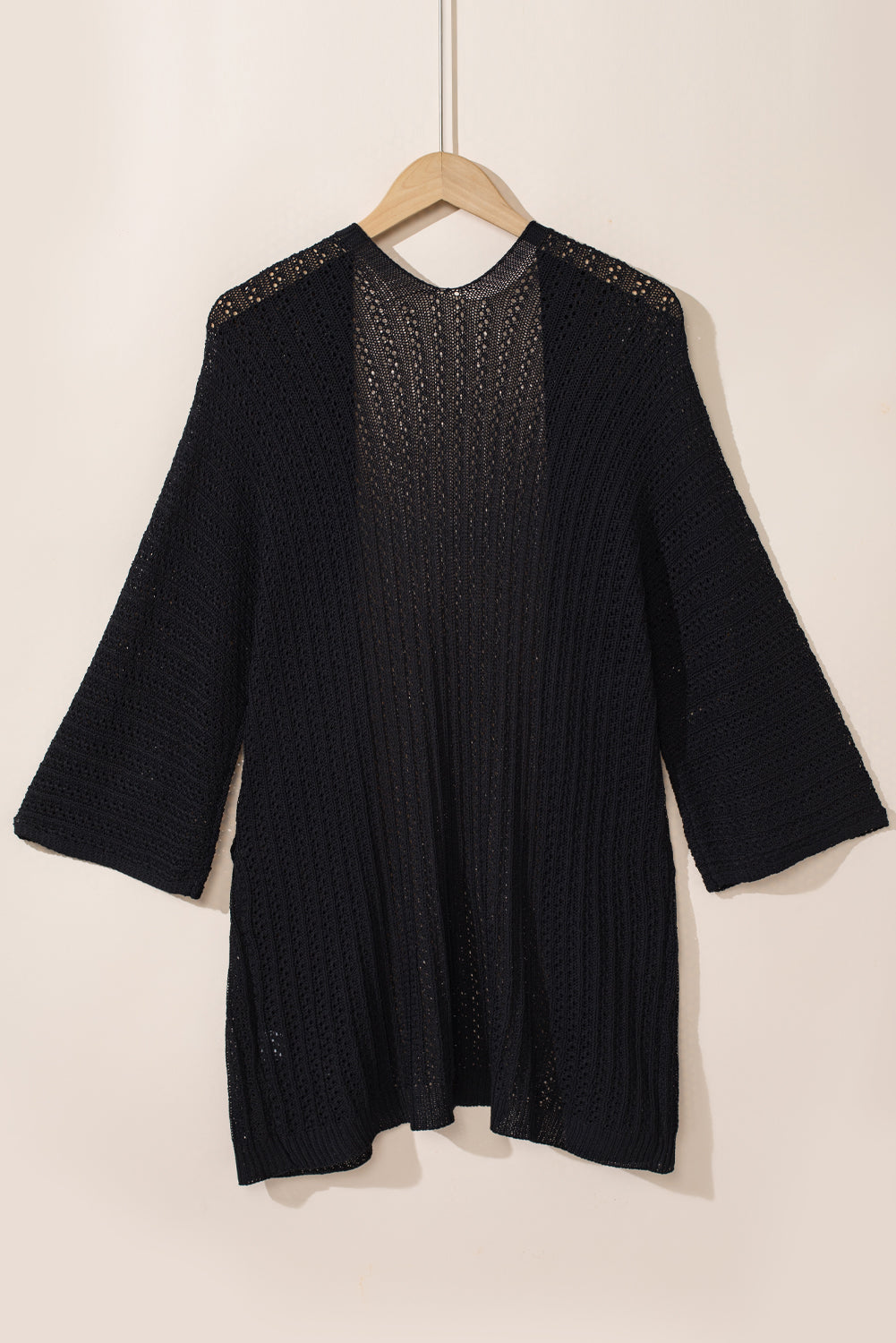 Sky Blue Hollow-out Bracelet Sleeve Knit Cardigan