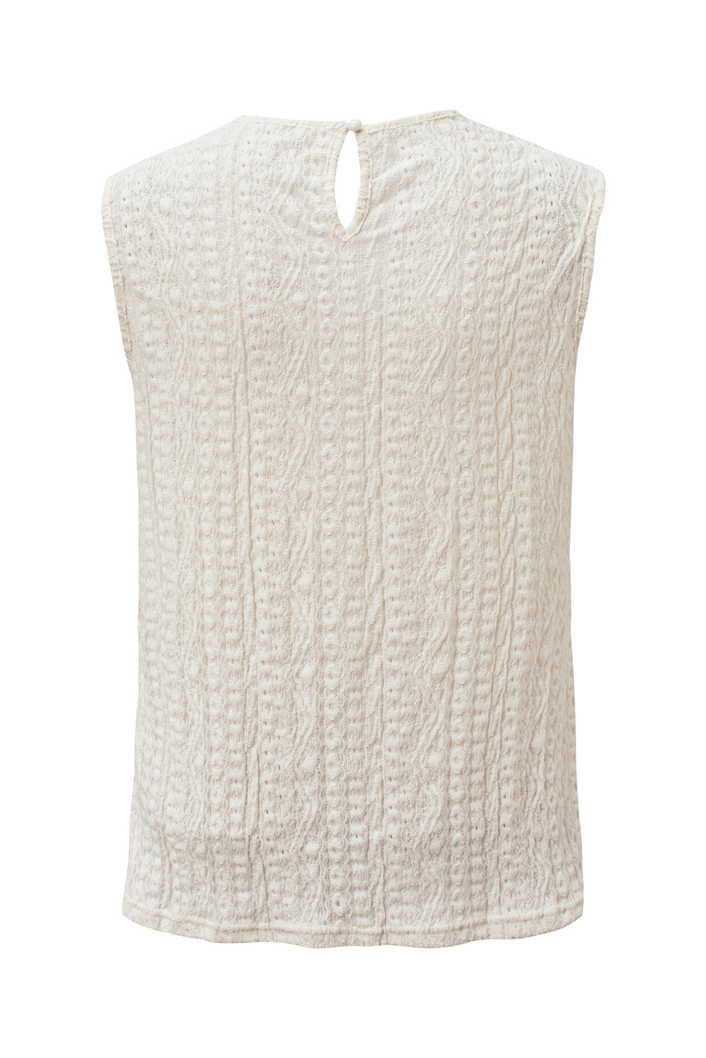 Black Guipure Lace Crochet Keyhole Back Tank Top
