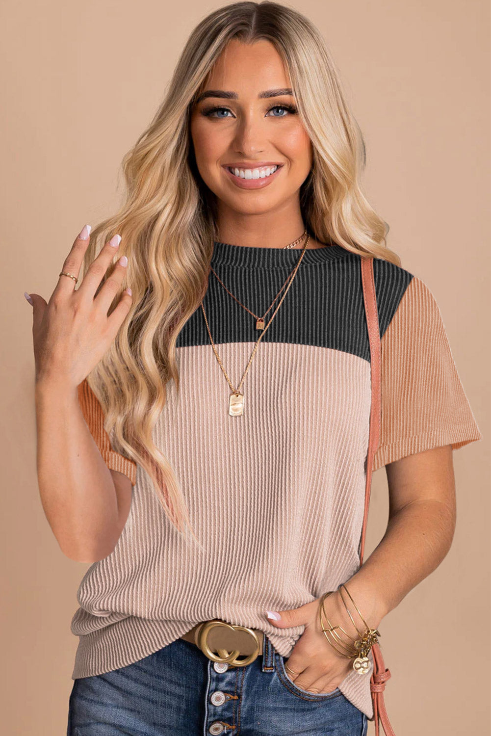 Skobeloff Rib Textured Colorblock T Shirt