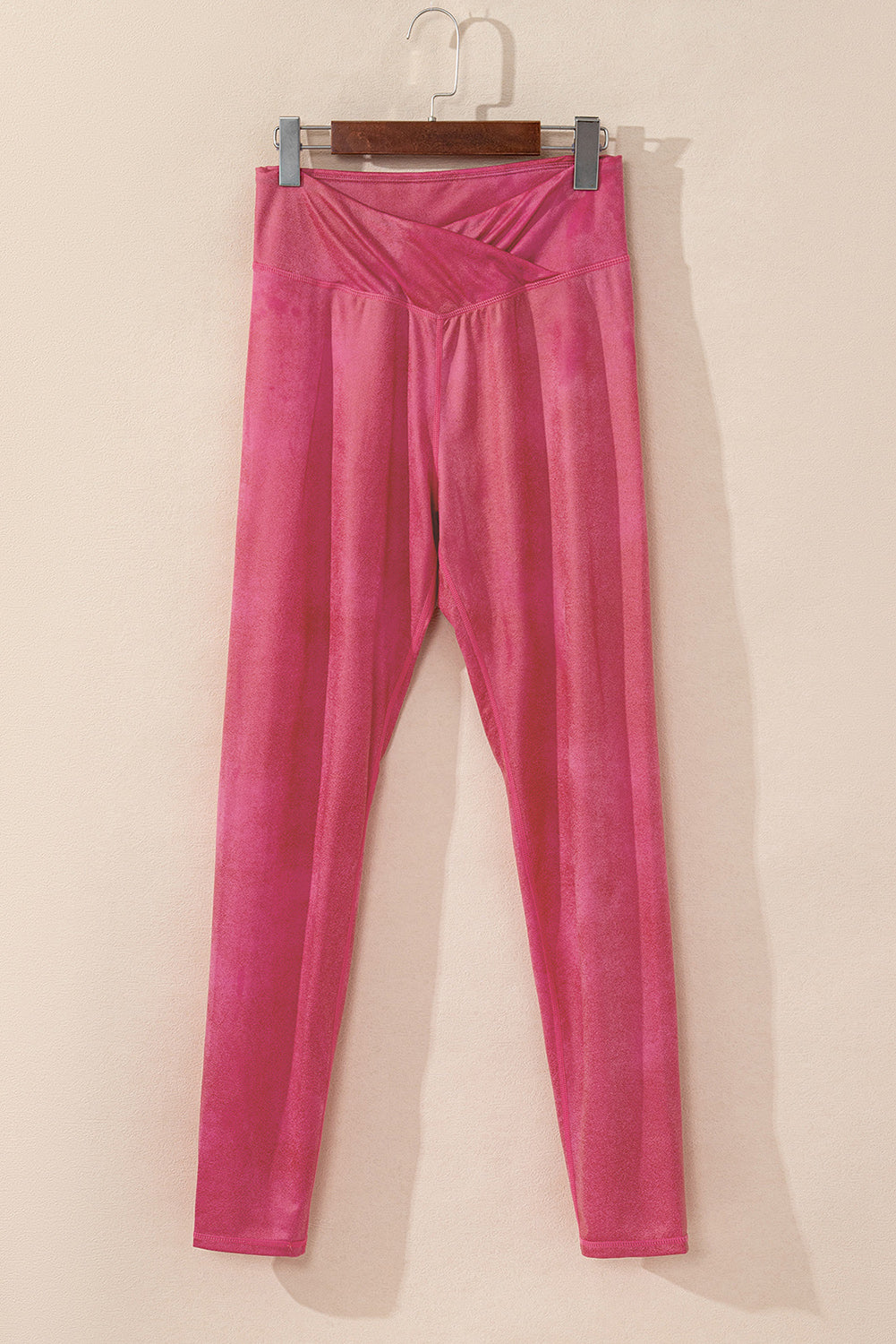 Rose Red Crossed Dip Waist Sleek Leather Leggings