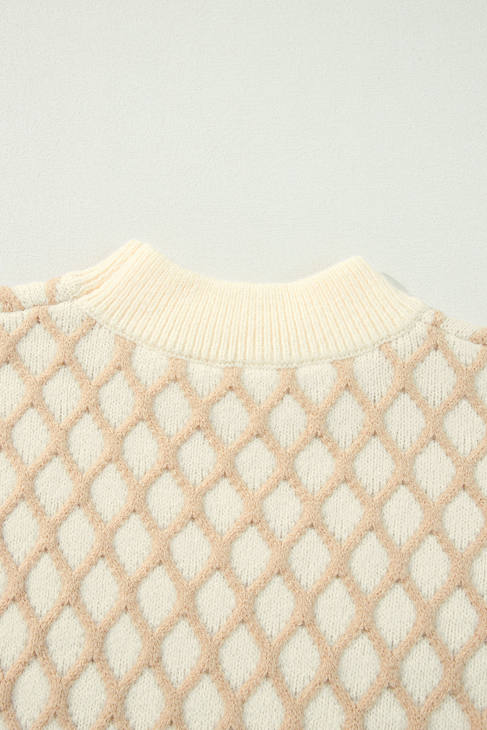 Oatmeal Diamond Knit Drop Shoulder Loose Sweater
