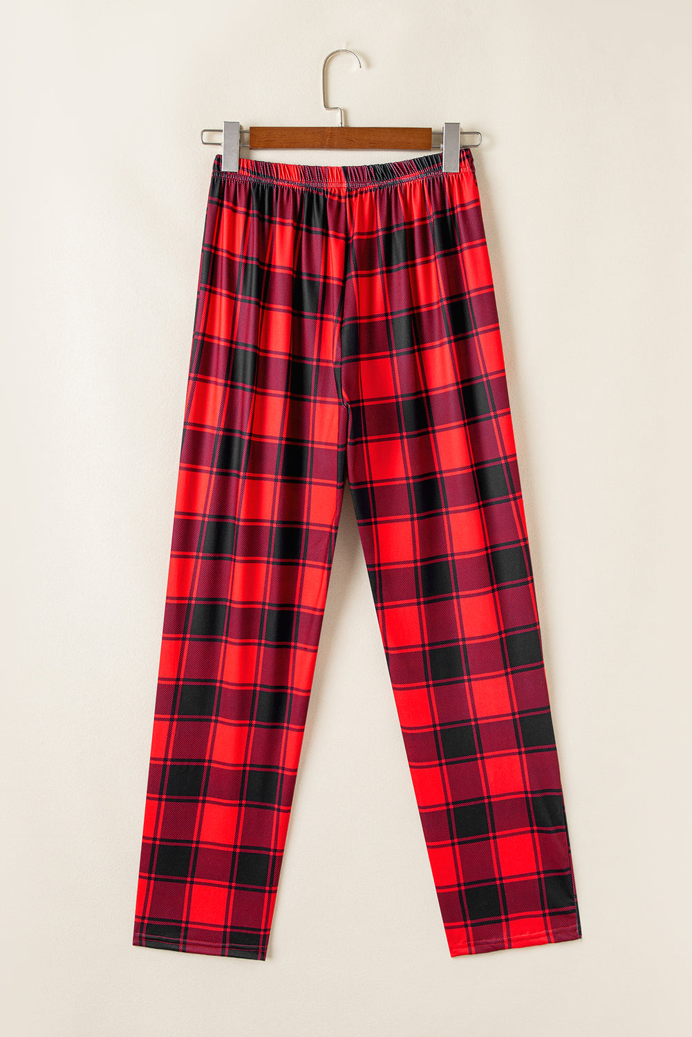 White Christmas Plaid Reindeer Graphic Long Sleeve Lounge Set
