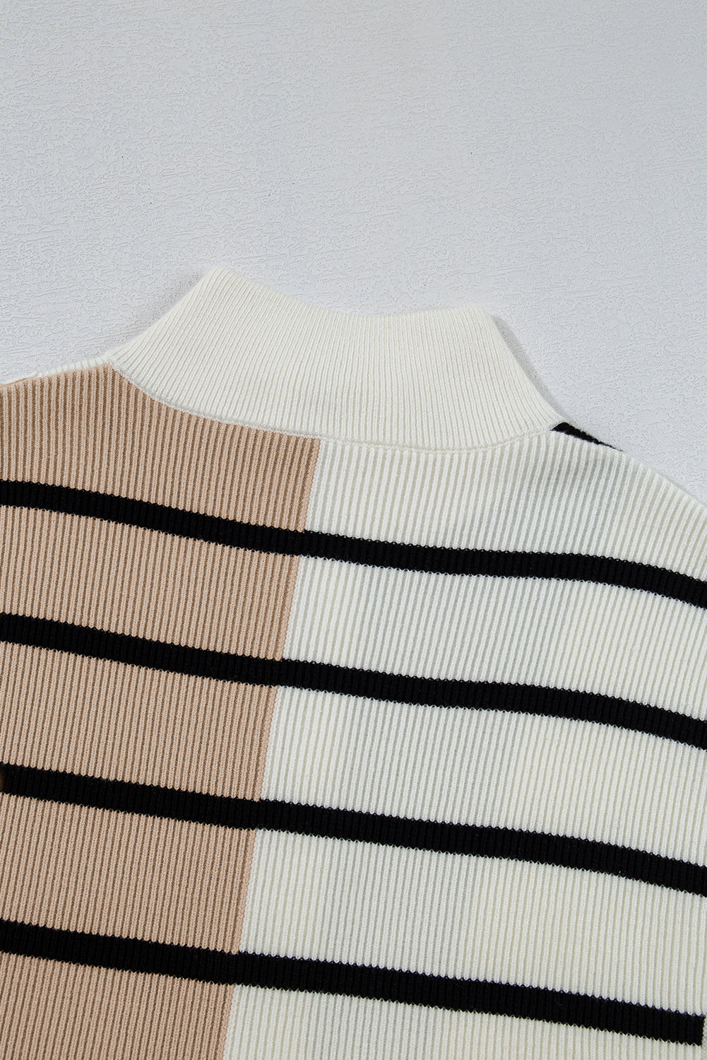 Sky Blue Stripe Colorblock Quarter Zip Collar Sweater Vest