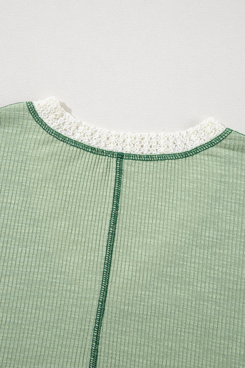 Parchment Crochet Detail Exposed Seam High Low Loose Top