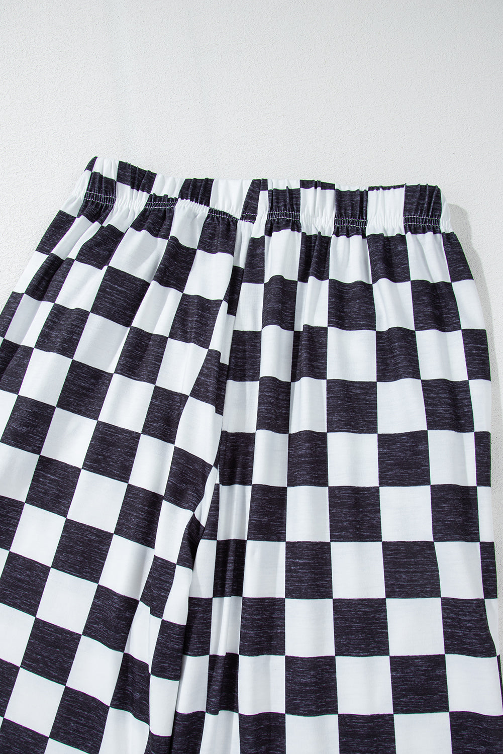 Green 2-Tone Checked Print High Waist Wide Leg Pants