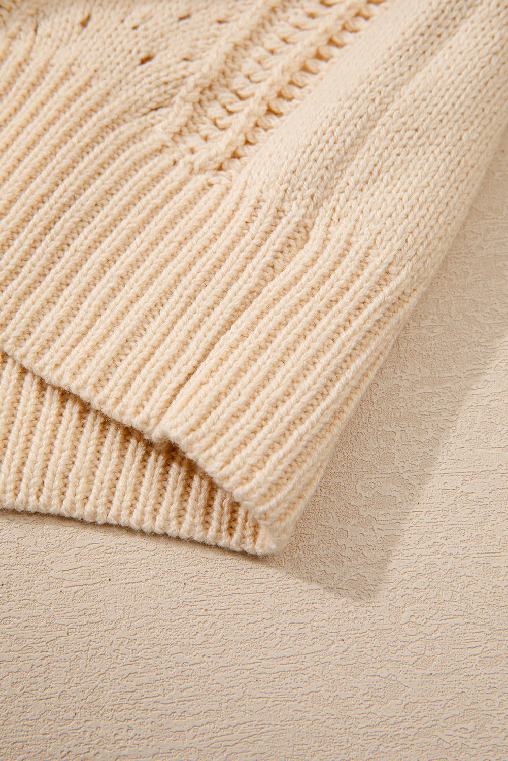 Black Open Knit Drop Shoulder Sweater Cardigan