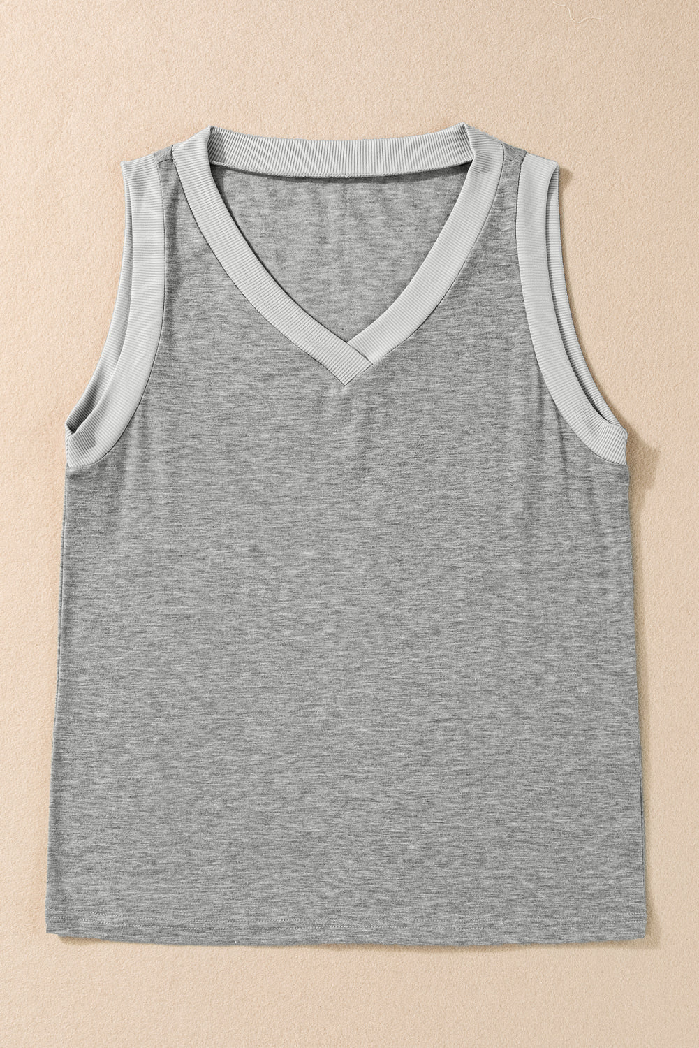 Simply Taupe Ribbed V Neck Tank