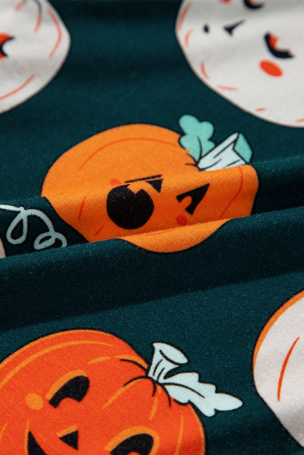 Black Halloween Pattern Short Sleeve Shirt Pajama Set