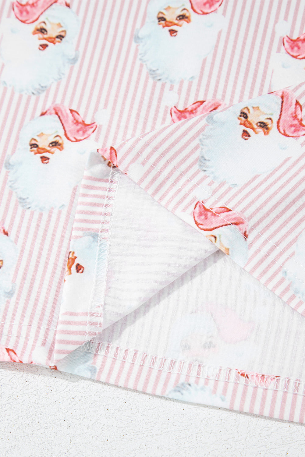 Sky Blue Santa Claus Striped Print Loose Fit Two Piece Lounge Set