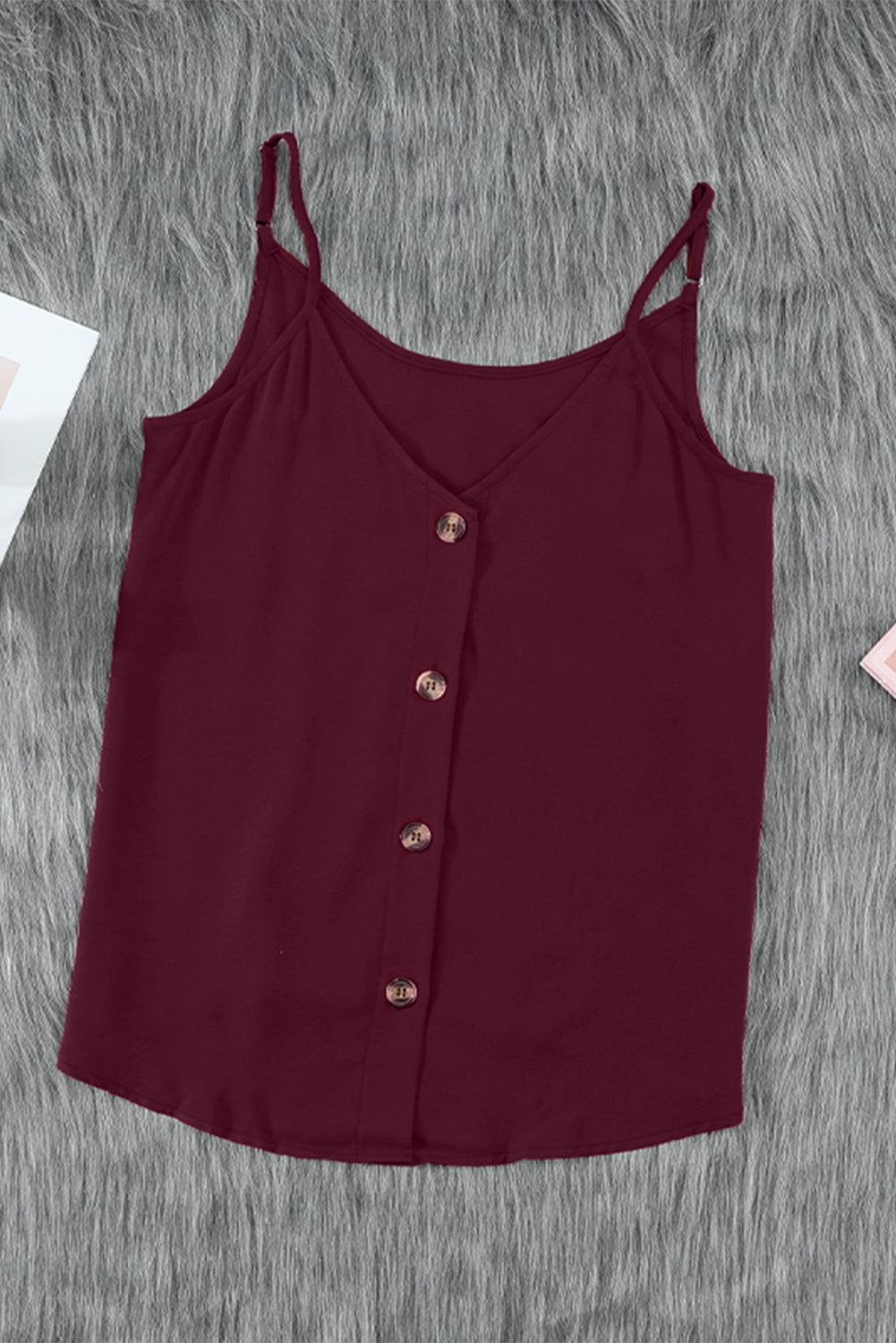 Orange Spaghetti Strap Buttoned Tank Top