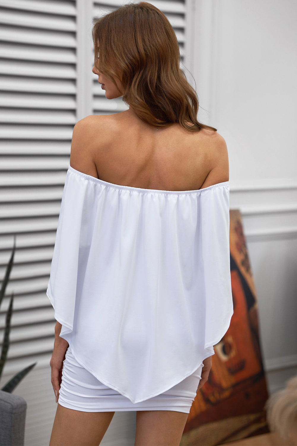 Multiple Dressing Layered Dark Blue Mini Poncho Dress