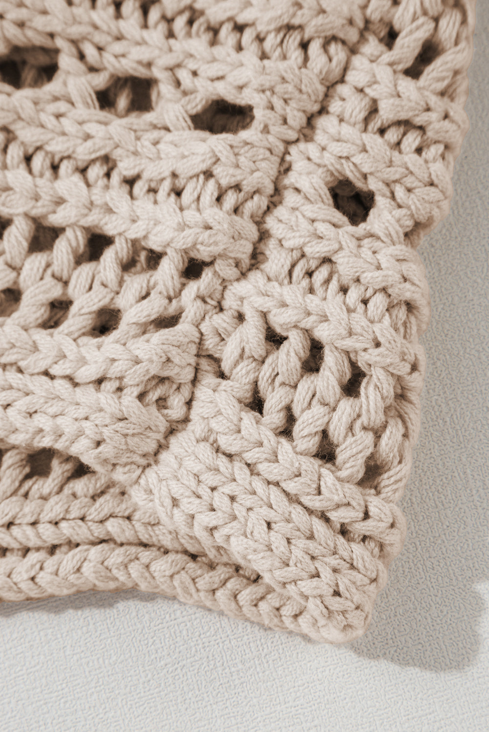 Blackish Green Hollow-out Cable Knit Cropped Sweater