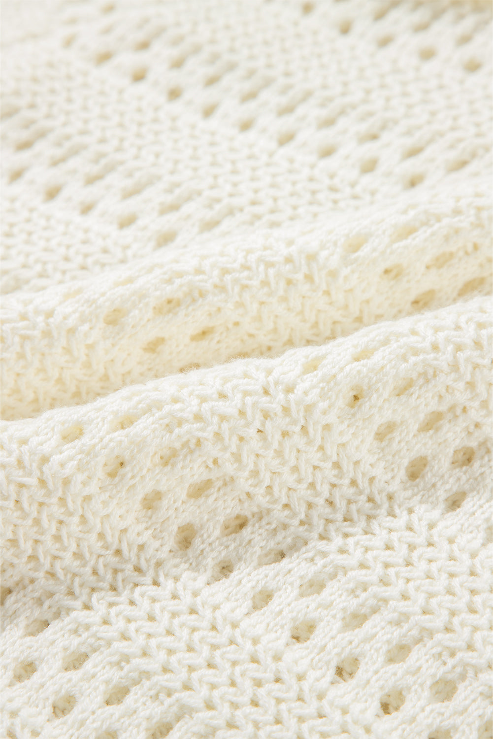 Peach Blossom Pointelle Knit Raglan Sleeve Hooded Sweater