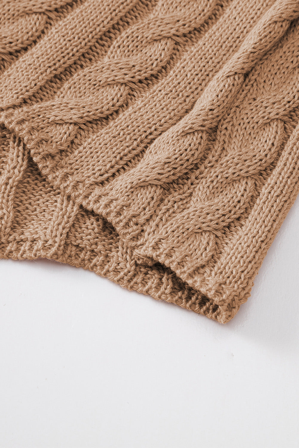 Black Crew Neck Cable Knit Short Sleeve Sweater