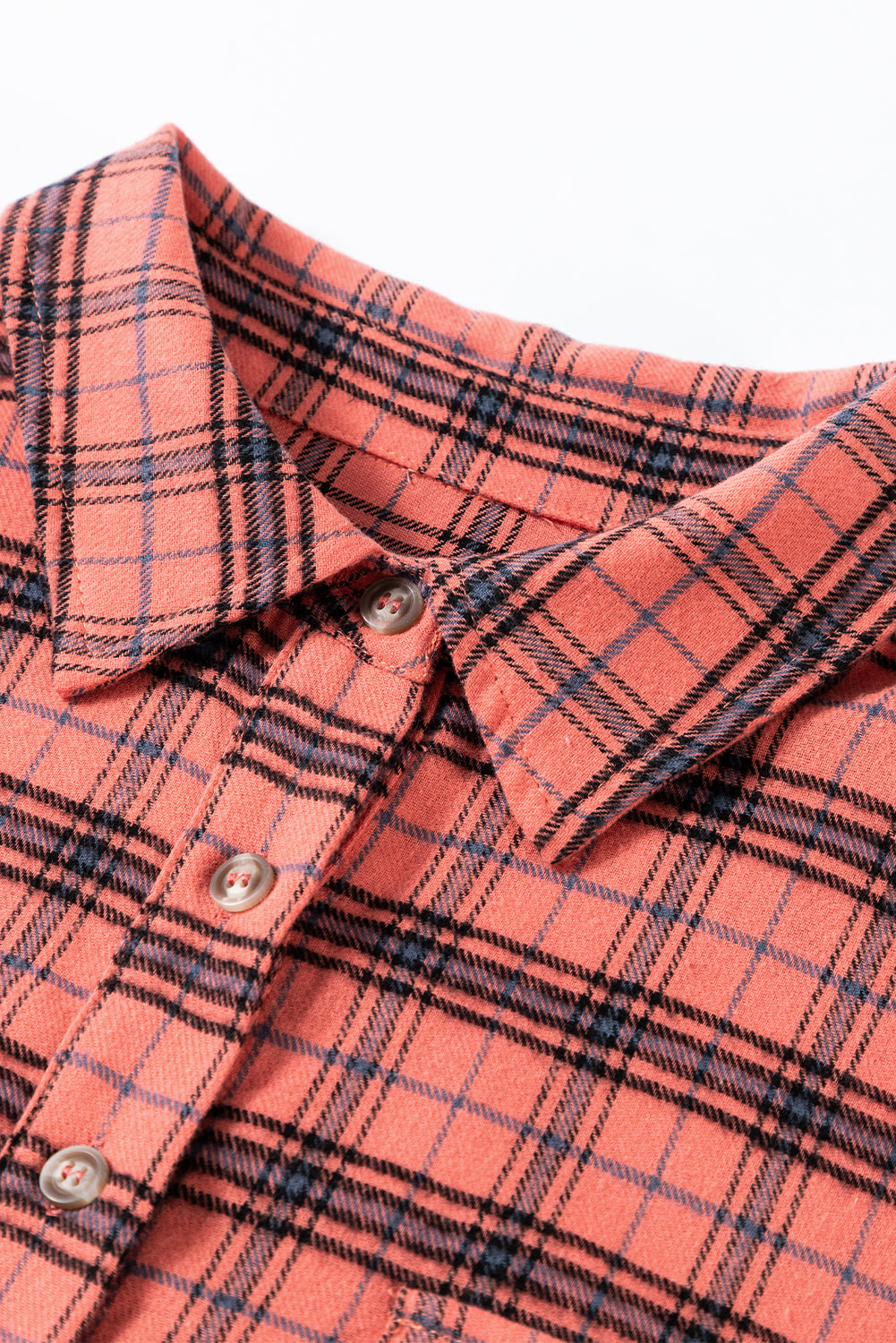 Green Plaid Long Sleeeve Side Split Distressed Hem Shirt