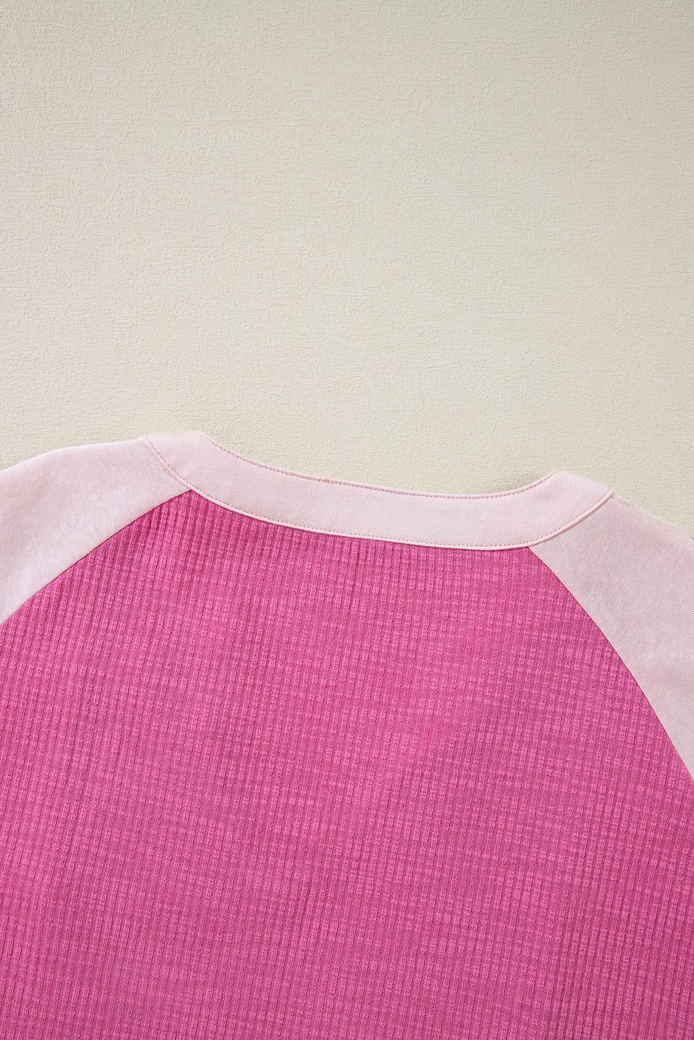 Straw Yellow Textured Colorblock 3/4 Sleeve Oversize Top