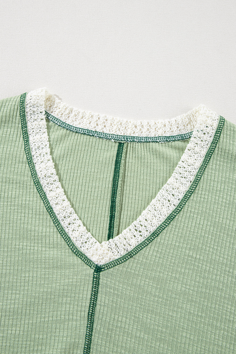 Parchment Crochet Detail Exposed Seam High Low Loose Top