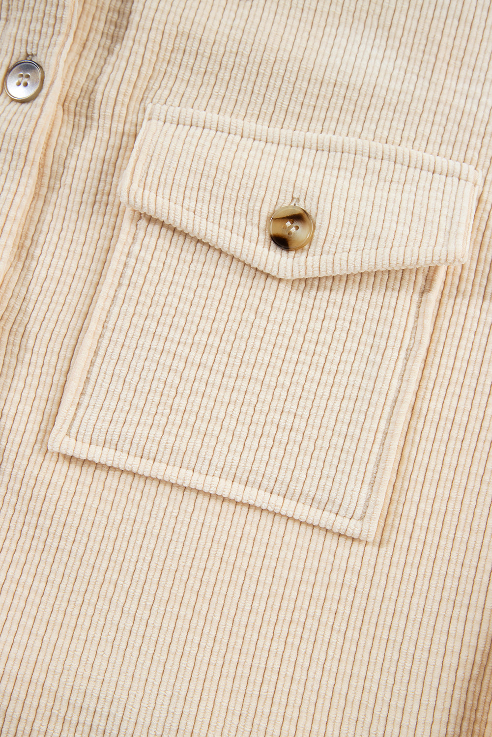 Black Corduroy Flap Pocket Button Up Shacket