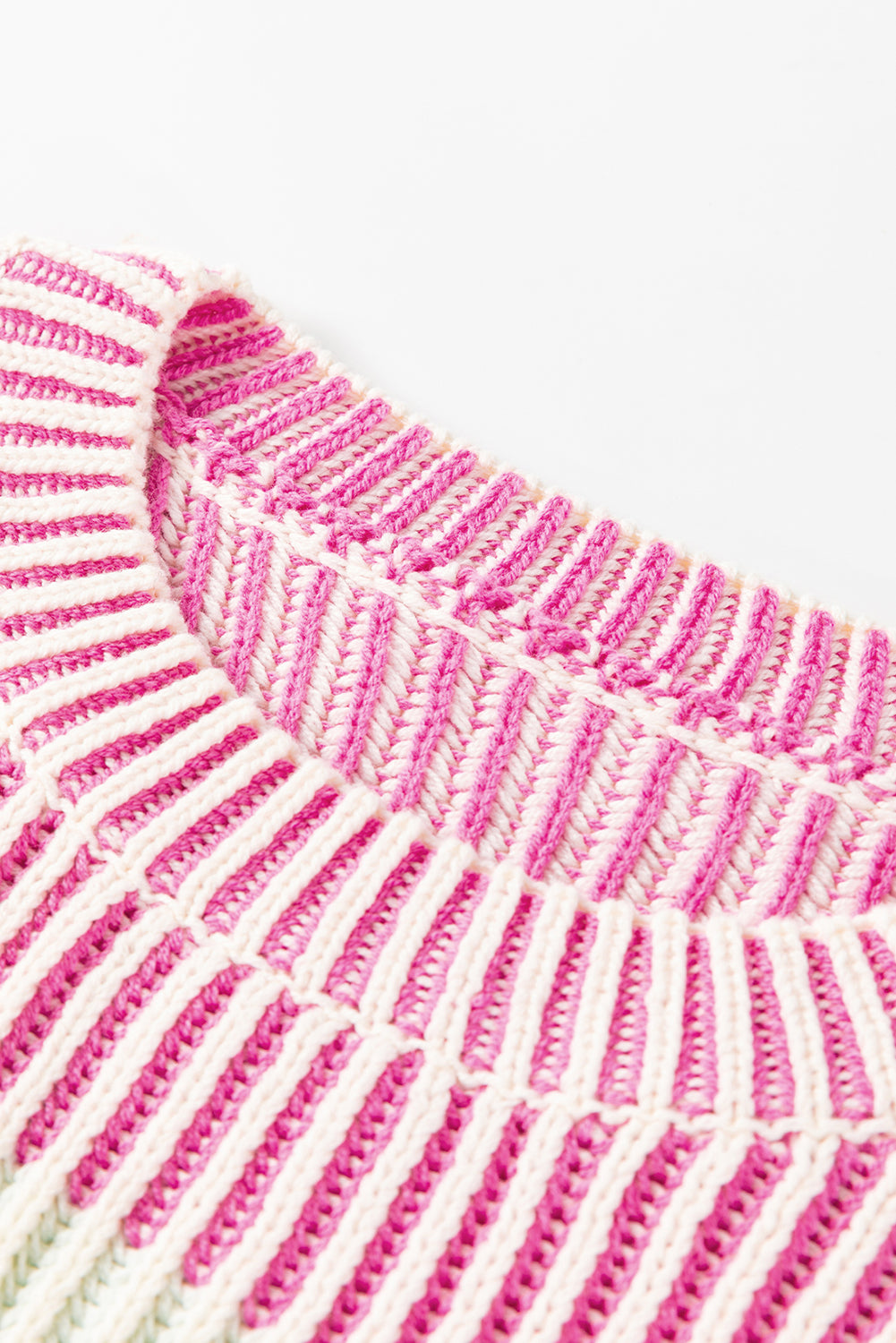 Multicolour Colorblock Textured Knit Bubble Sleeve Sweater