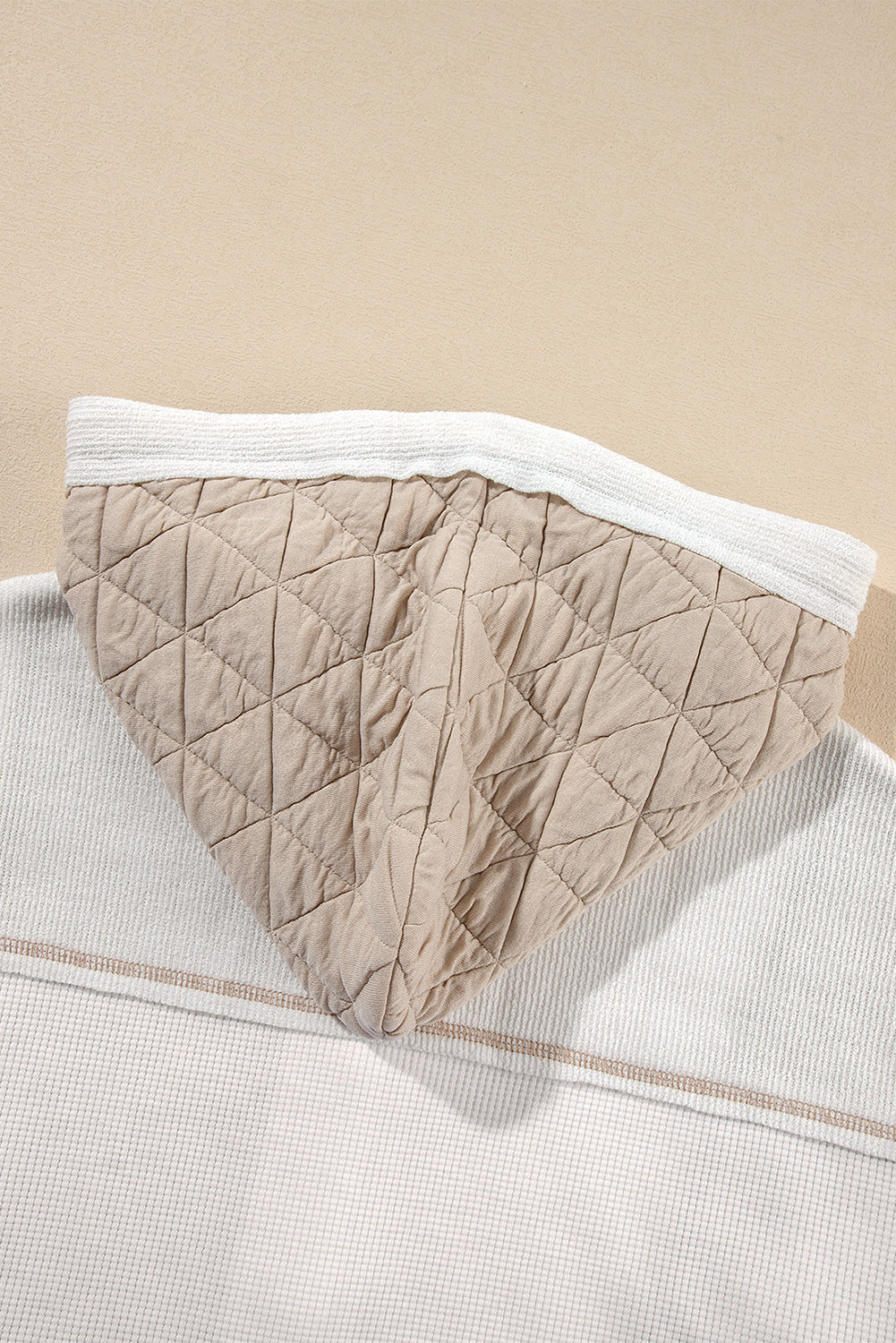 Light Blue Quilted Textured Patchwork Loose Fit Hooded Jacket
