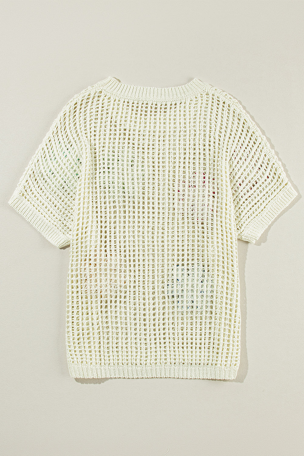 Light French Beige Crochet Flower Hollow-out Sweater T Shirt