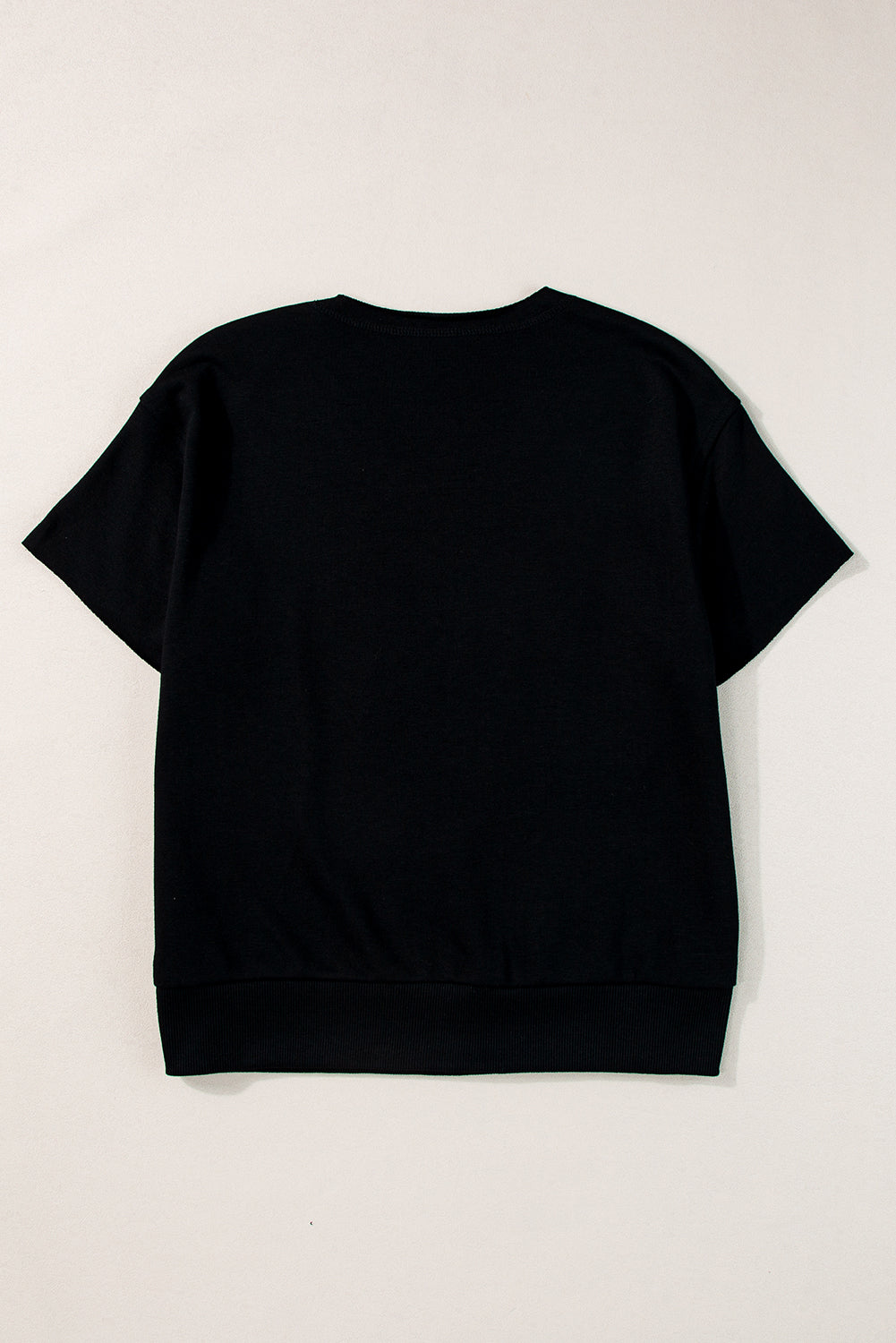 Light Grey USA Lettering Patch Notched Neck Loose Tee