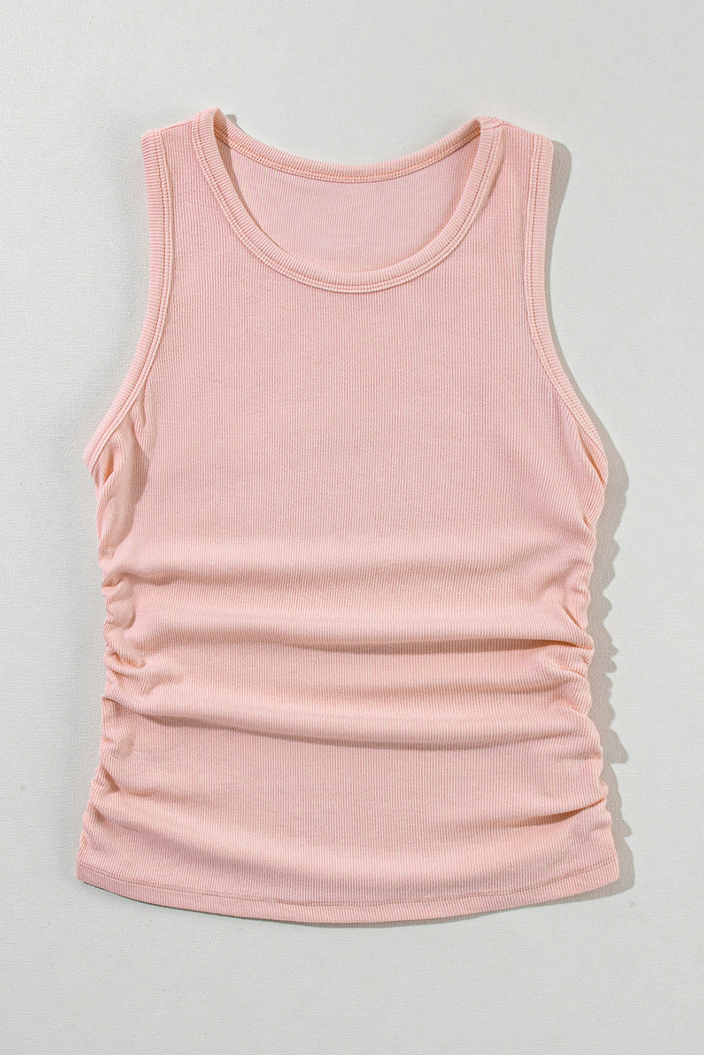 Black Plain Ruched Side Slim Tank Top