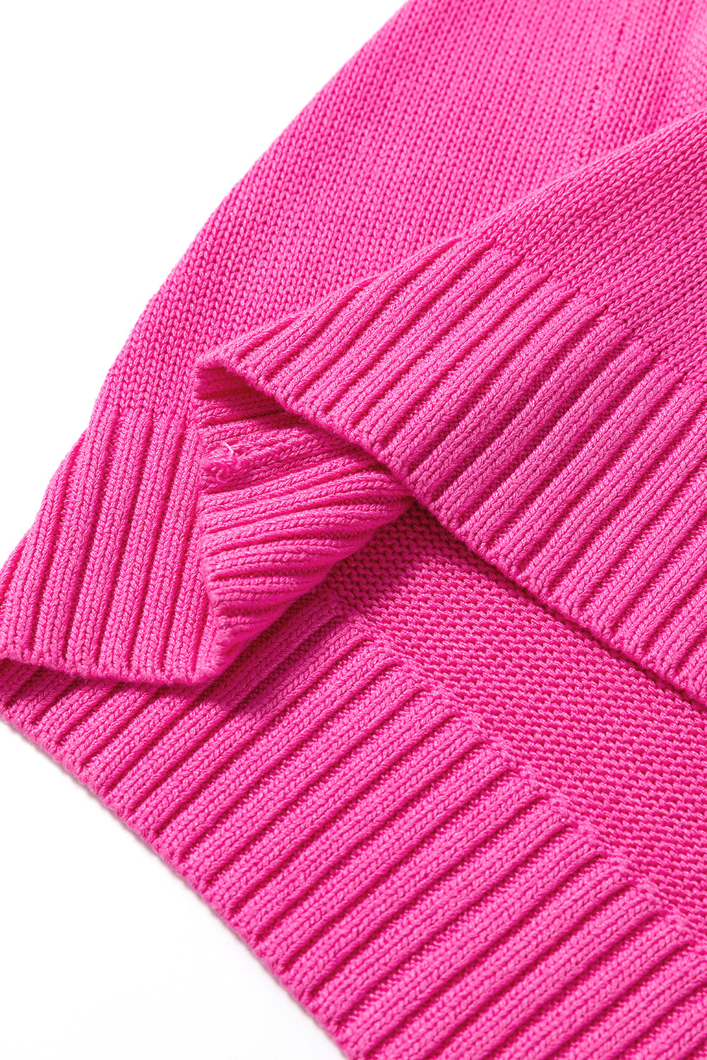Bright Pink Flower Embroidery Short Sleeve Knitwear Top