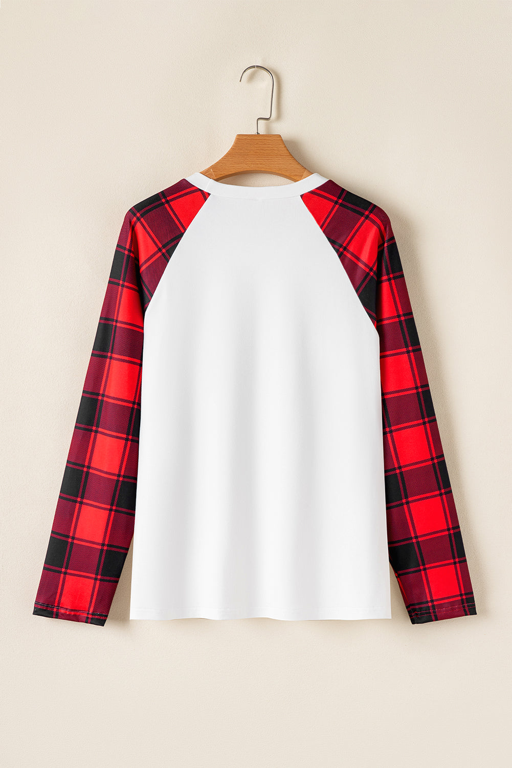 White Christmas Plaid Reindeer Graphic Long Sleeve Lounge Set