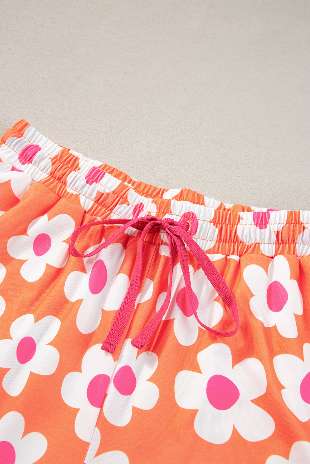 Green Flower Print Short Sleeve Shirt Pajamas Set