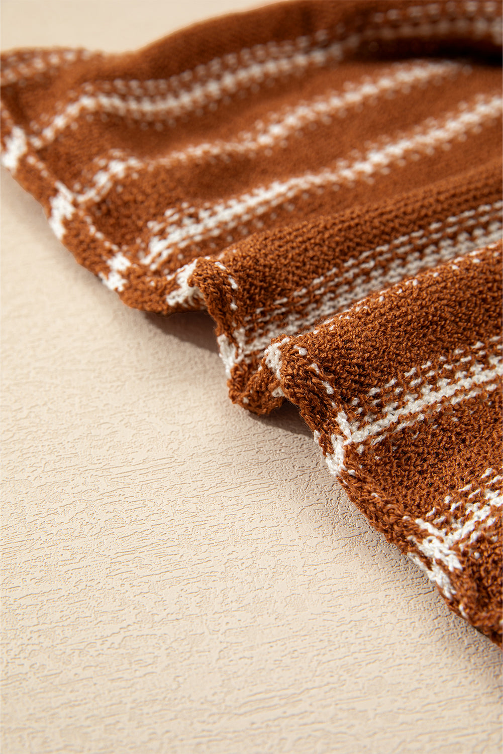Khaki Stripe Drop Shoulder Casual Sweater