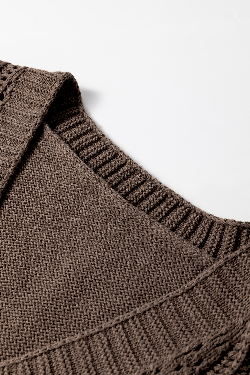 Black Open Knit Drop Shoulder Sweater Cardigan