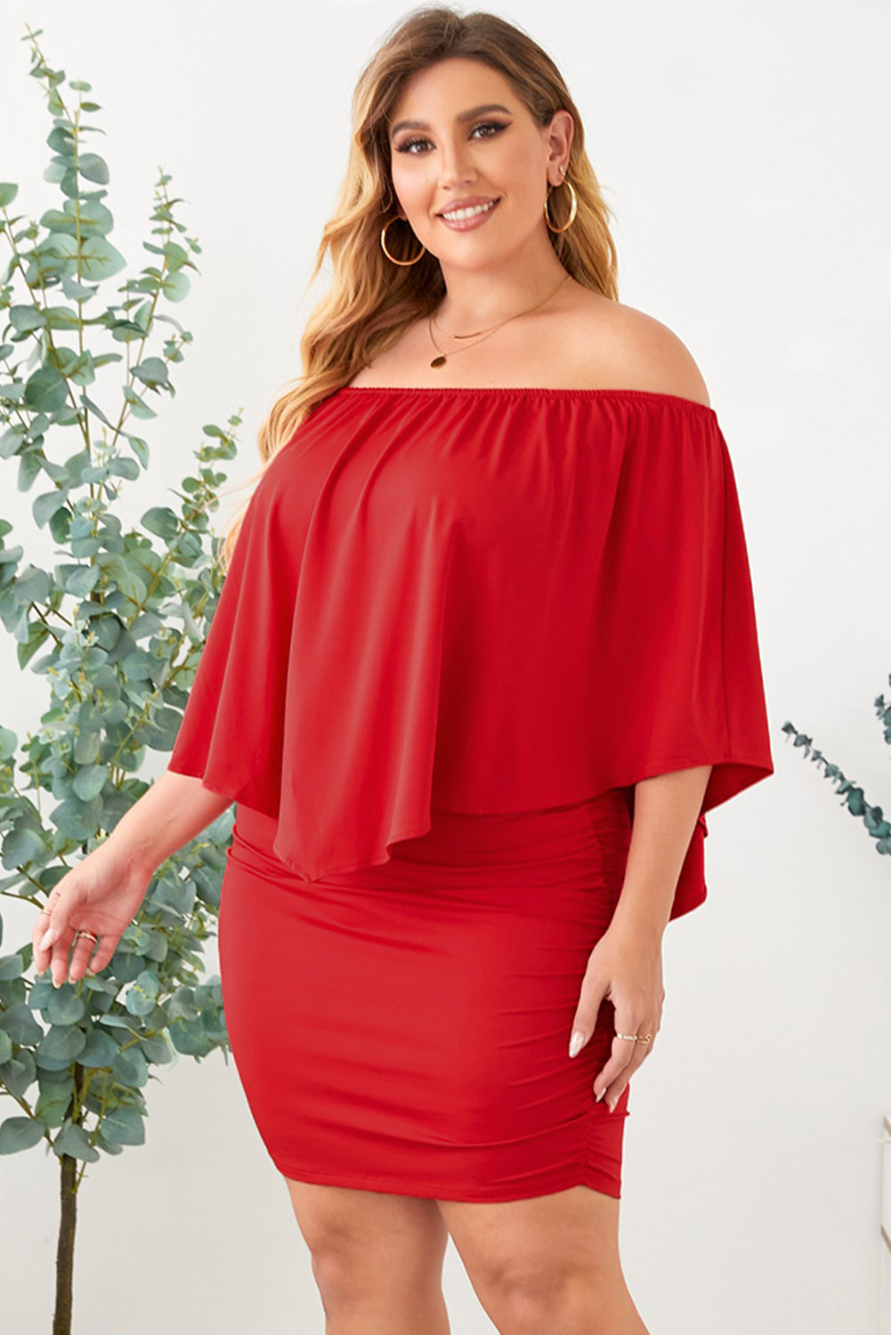 Multiple Dressing Layered Dark Blue Mini Poncho Dress
