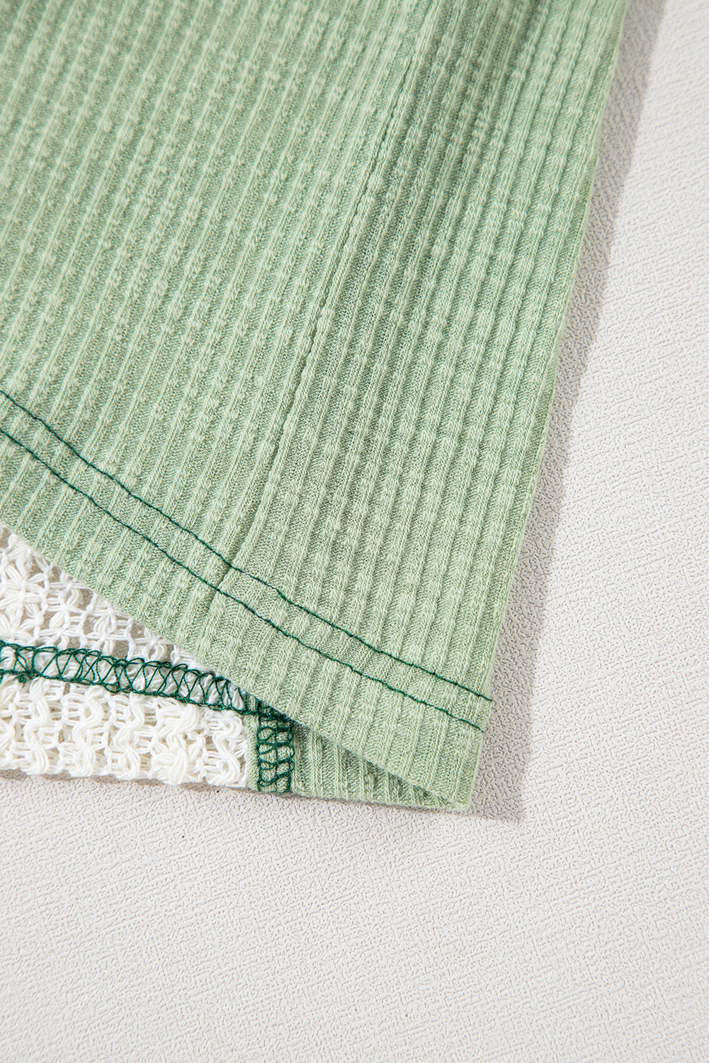 Parchment Crochet Detail Exposed Seam High Low Loose Top