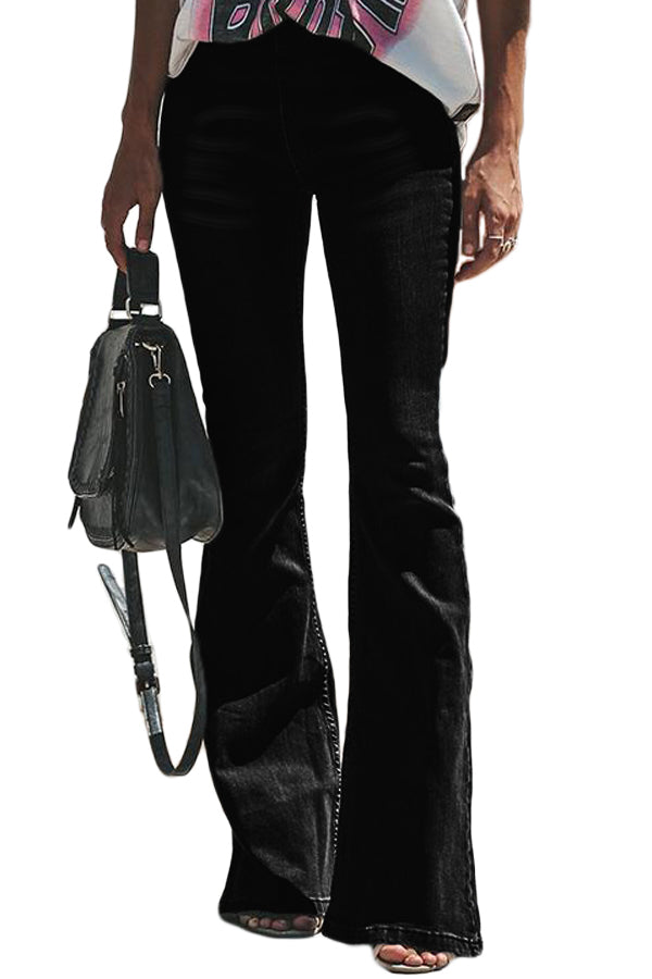 Black Wash Vintage Wide Leg Jeans