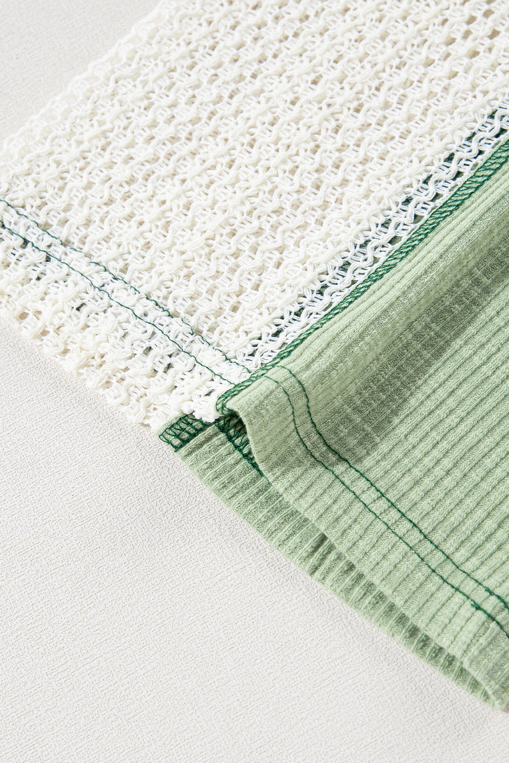 Parchment Crochet Detail Exposed Seam High Low Loose Top