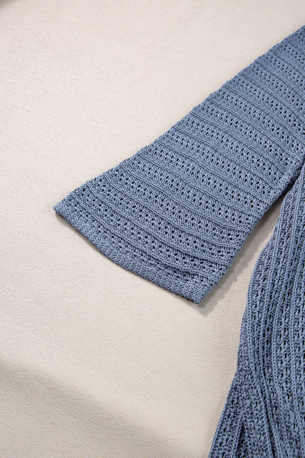 Sky Blue Hollow-out Bracelet Sleeve Knit Cardigan