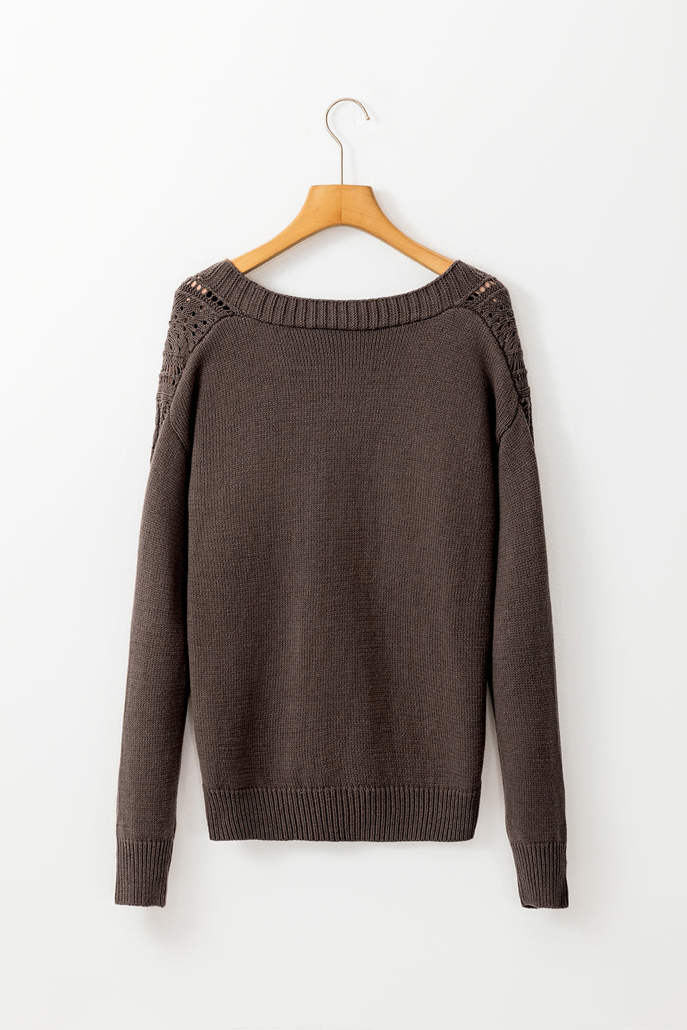 Black Open Knit Drop Shoulder Sweater Cardigan