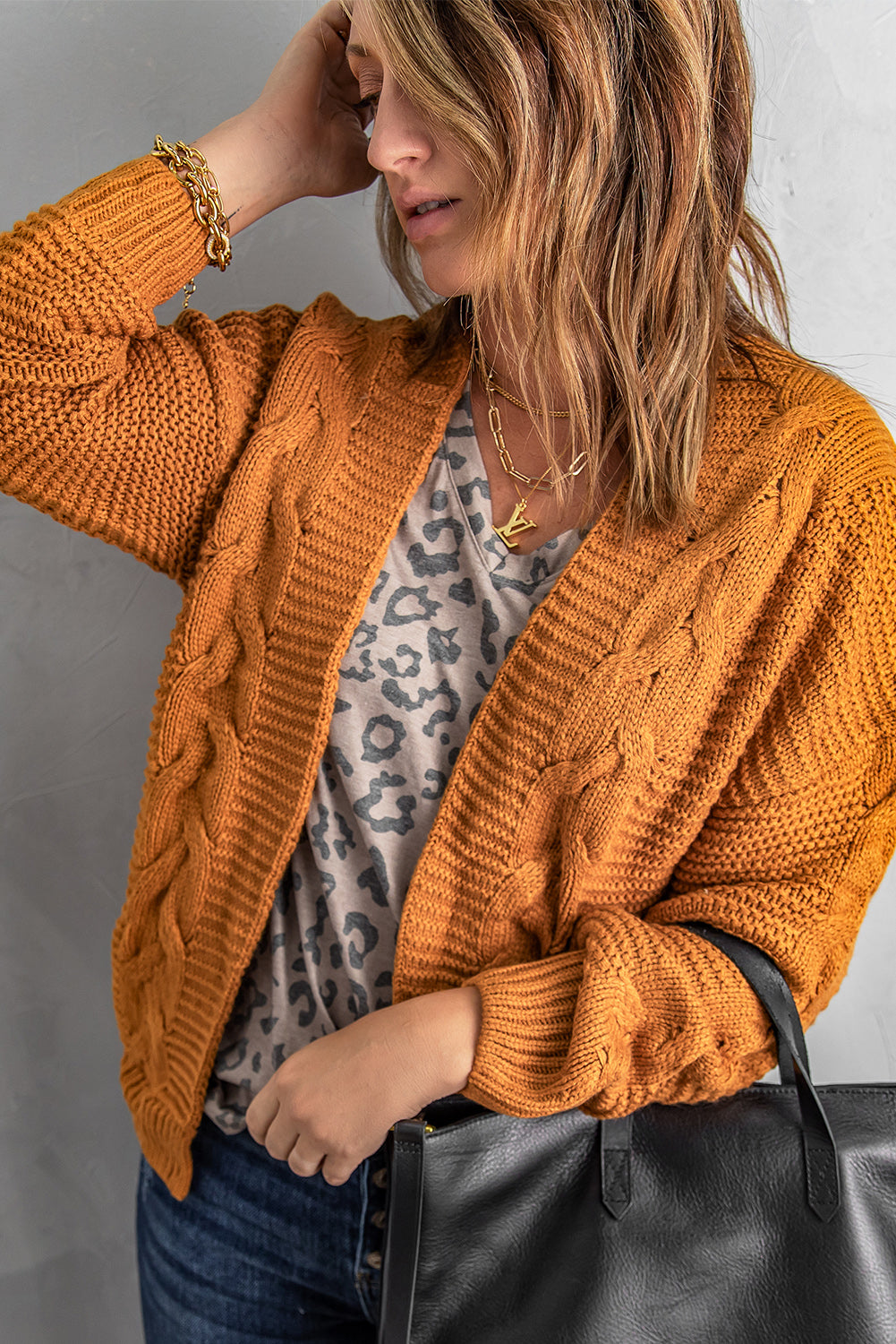 Olive Chunky Wide Long Sleeve Knit Cardigan