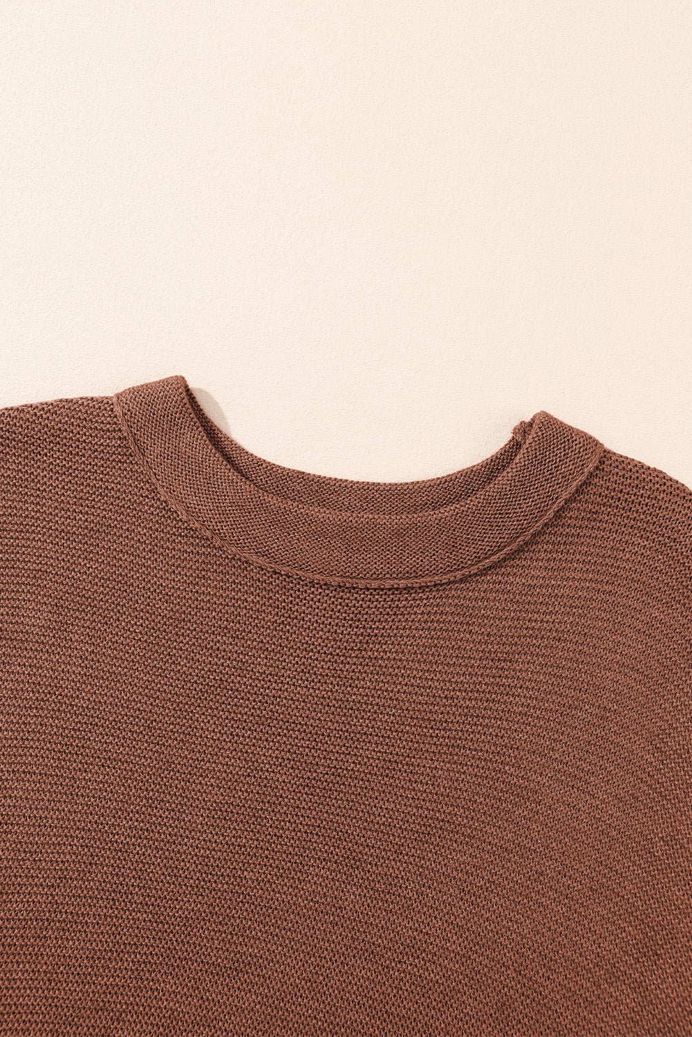 Medium Grey High Neck Short Bat Sleeve Sweater