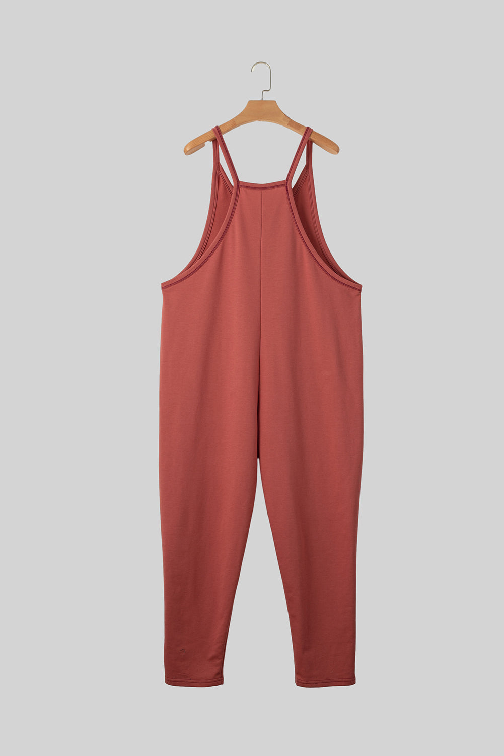 Apricot Side Pockets Harem Pants Sleeveless V Neck Jumpsuit
