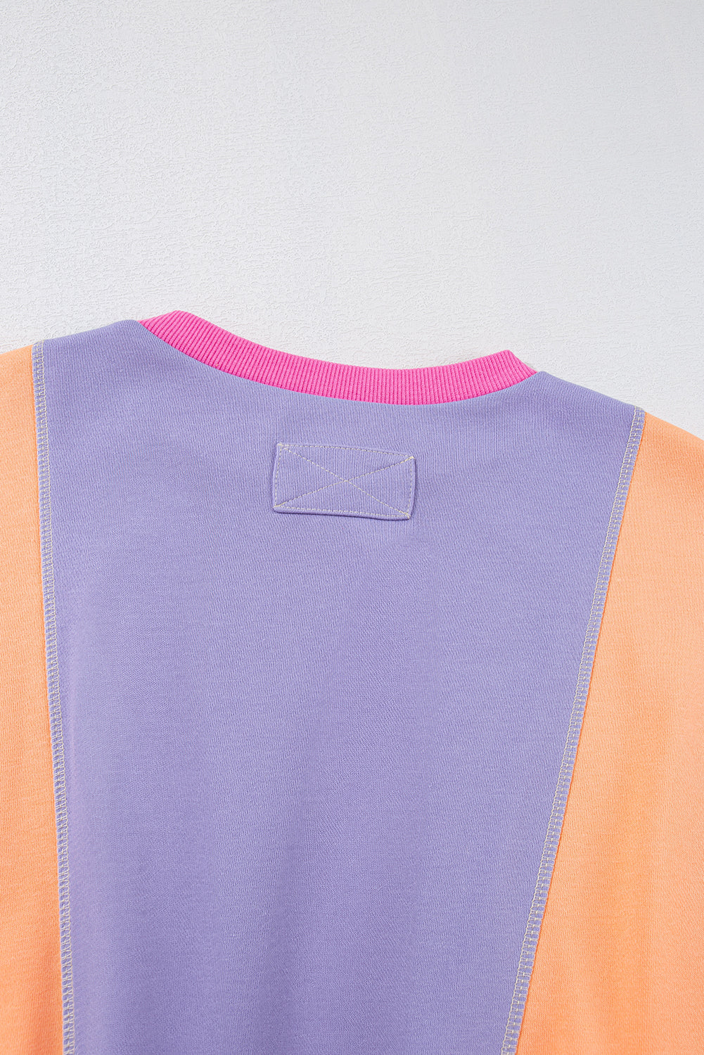 Dark Green Colorblock Patchwork Exposed Stitching Oversize Top