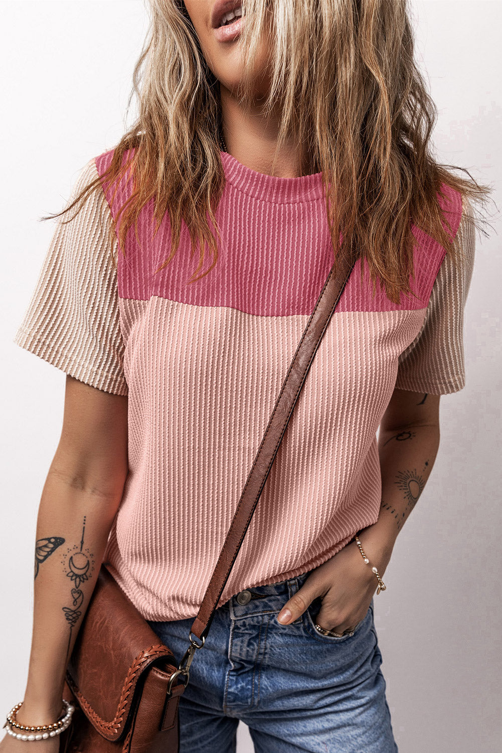 Skobeloff Rib Textured Colorblock T Shirt