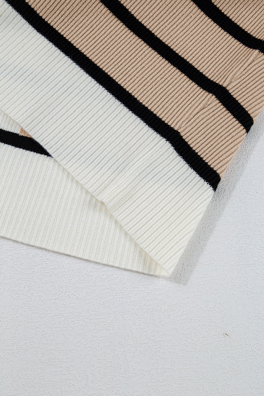 Sky Blue Stripe Colorblock Quarter Zip Collar Sweater Vest