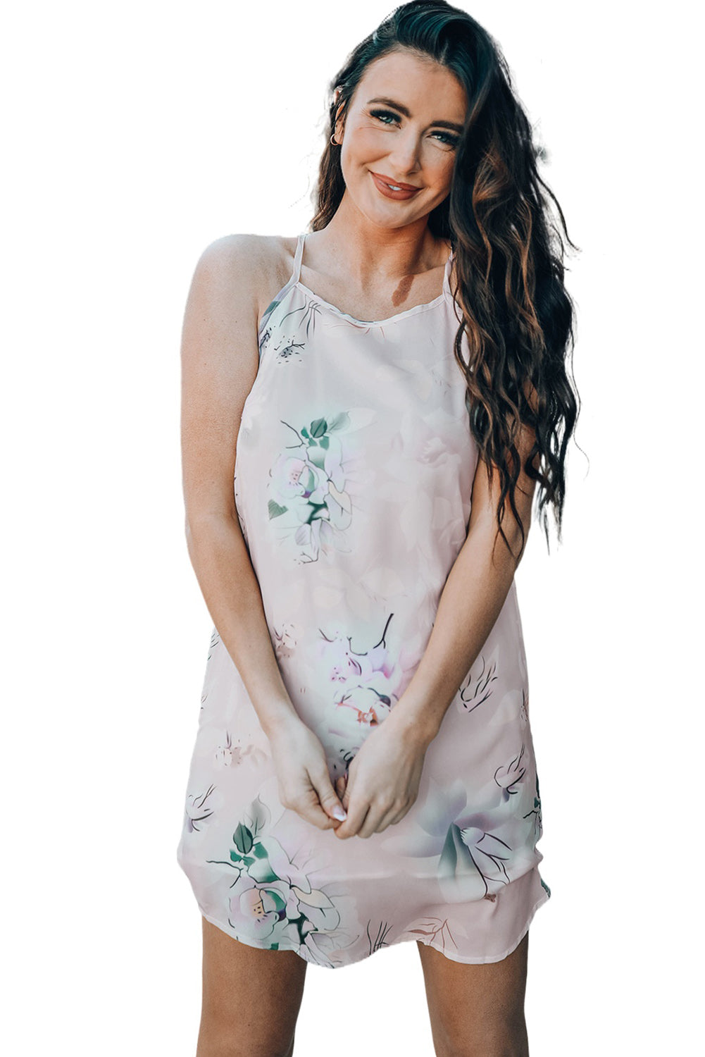 Palm Tree Leaf Print Navy Sleeveless Dress