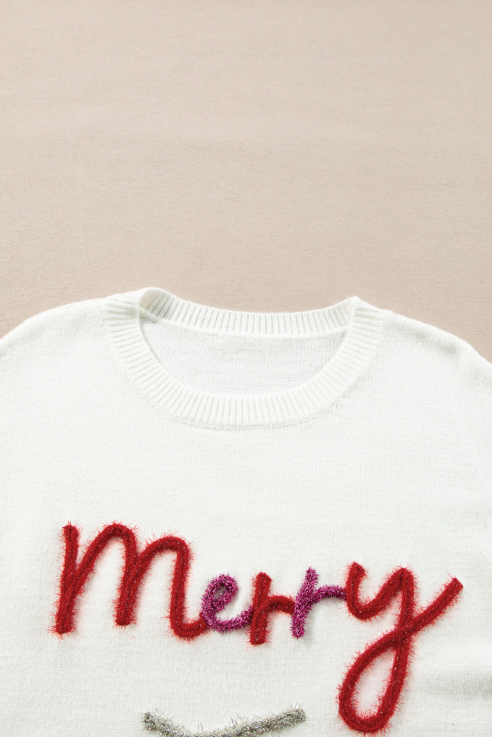 Black Tinsel Merry and Bright Graphic Christmas Sweater