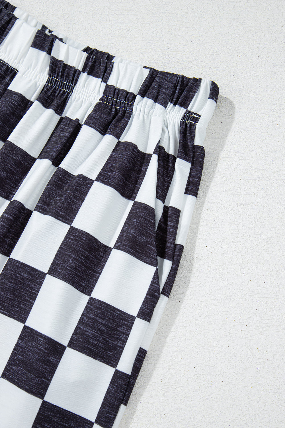 Green 2-Tone Checked Print High Waist Wide Leg Pants